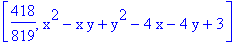 [418/819, x^2-x*y+y^2-4*x-4*y+3]